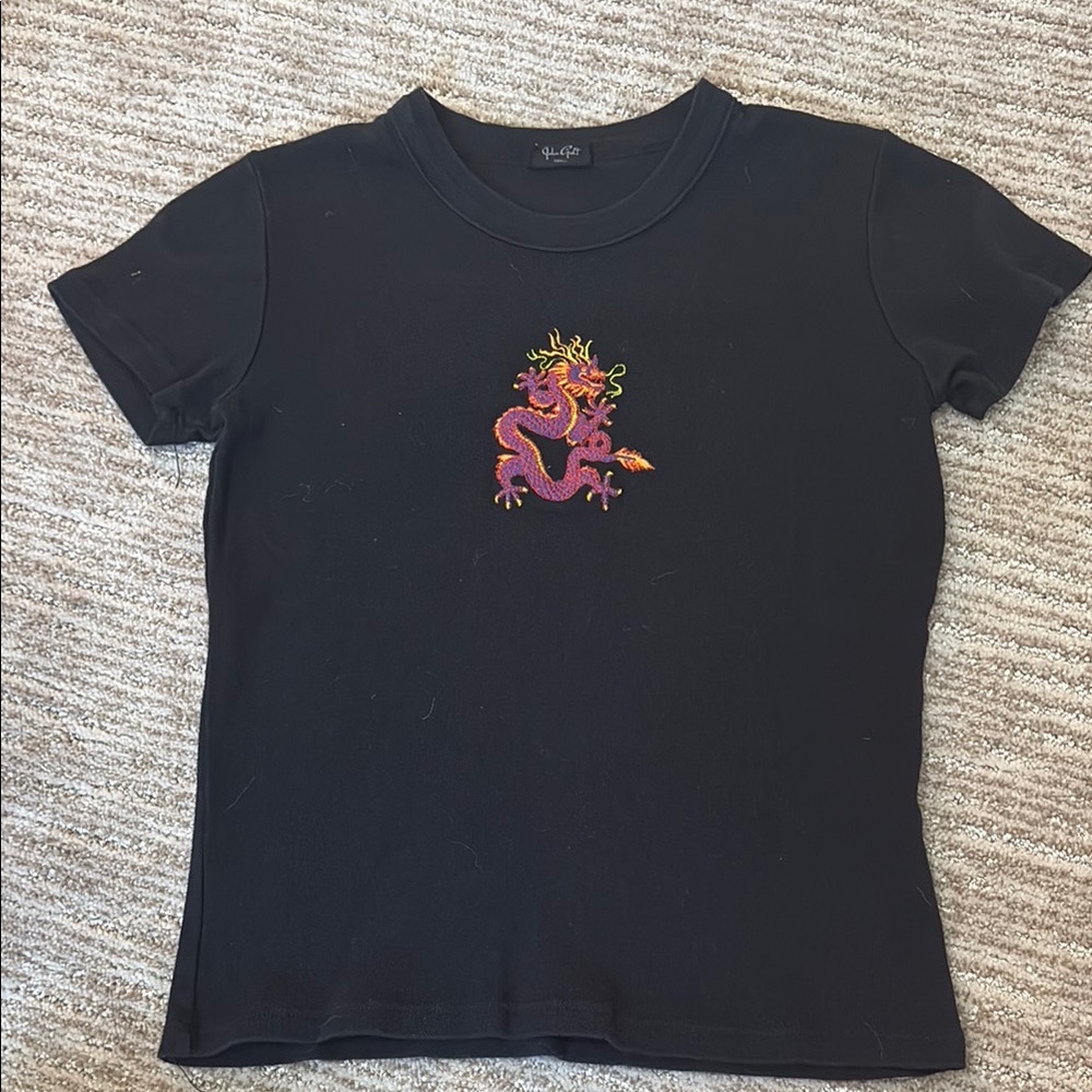 Brandy Melville Black and Purple Short Sleeve Tee